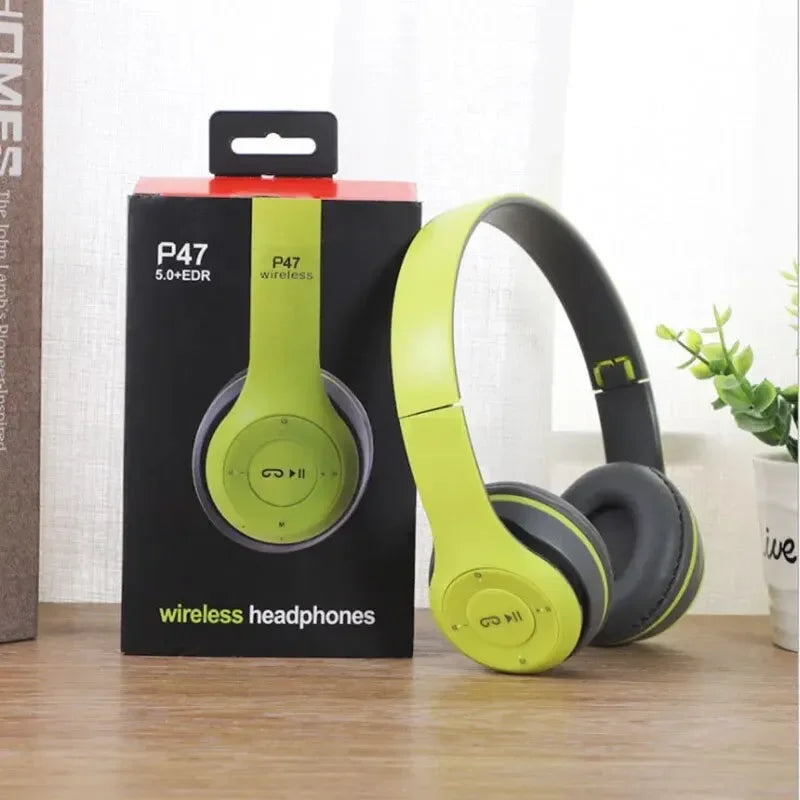 Green Color Bluetooth Wireless Over-Ear Headphones With Mic