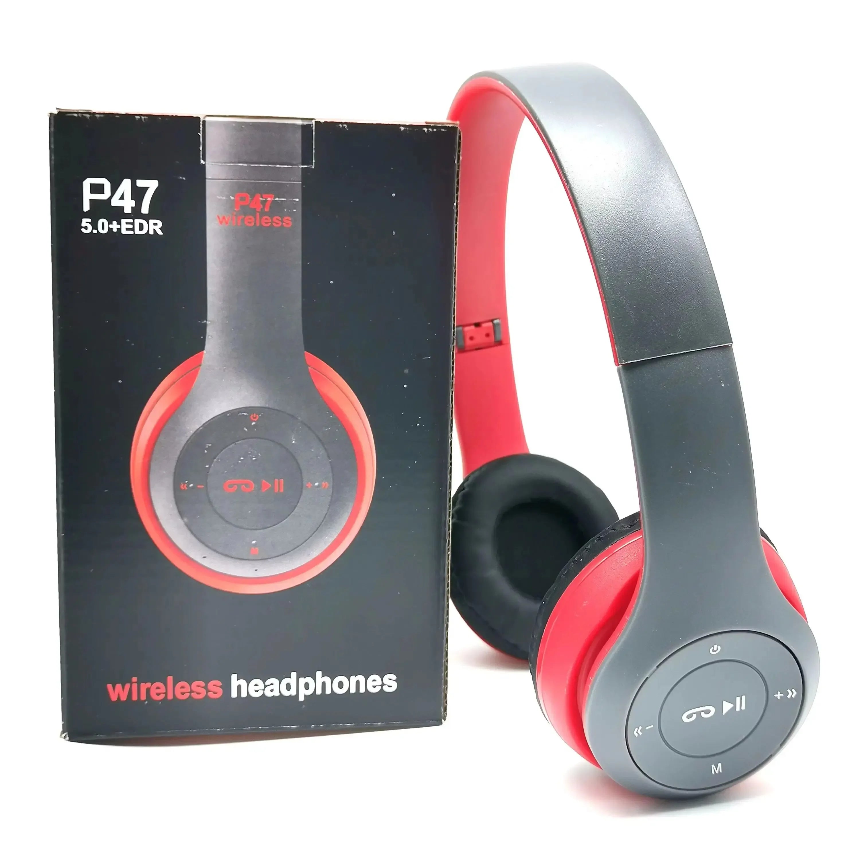 Red Color Bluetooth Wireless Over-Ear Headphones With Mic